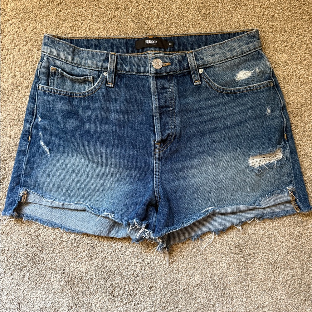 Hudson Jeans Blue Denim Distressed Cutoff Shorts- Size 29